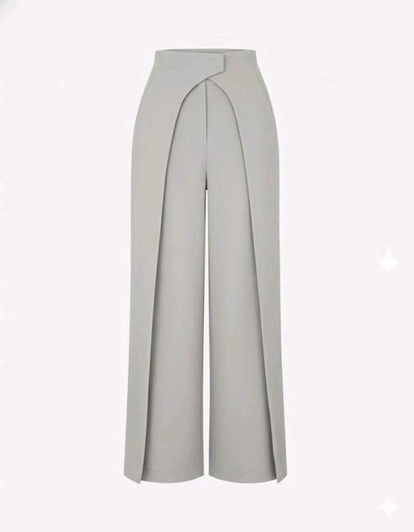 Women Loose Fit Beige Lycra Blend Trousers
- L, Light Grey