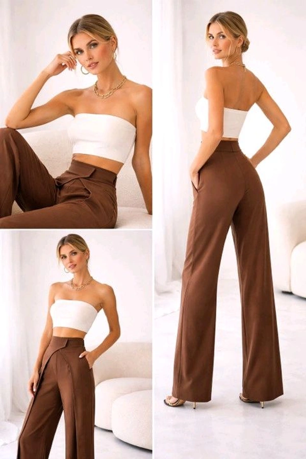 Women Loose Fit Beige Lycra Blend Trousers
- S, Brown
