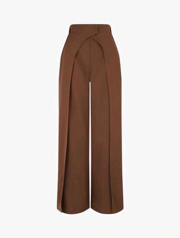 Women Loose Fit Beige Lycra Blend Trousers
- S, Brown