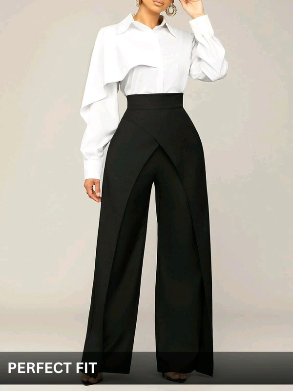 Women Loose Fit Beige Lycra Blend Trousers
- S, Black