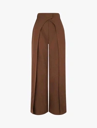 Women Loose Fit Beige Lycra Blend Trousers
- XL, Brown