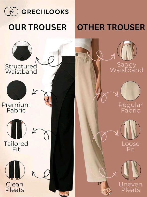 Women Loose Fit Beige Lycra Blend Trousers
- XL, Black