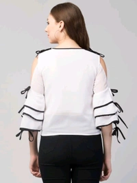 Women's top for Summer Georgette Dori Design in Cap Sleeve Casual Top for Women/Girls Top - L, White