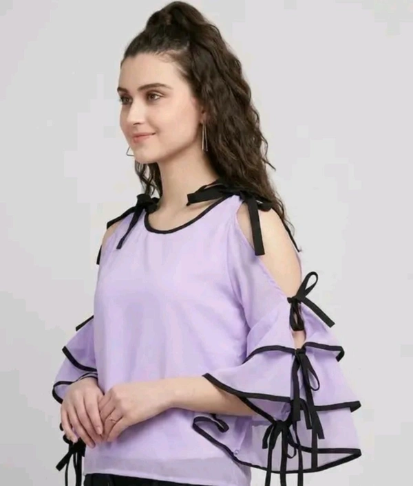 Women's top for Summer Georgette Dori Design in Cap Sleeve Casual Top for Women/Girls Top - L, Snuff