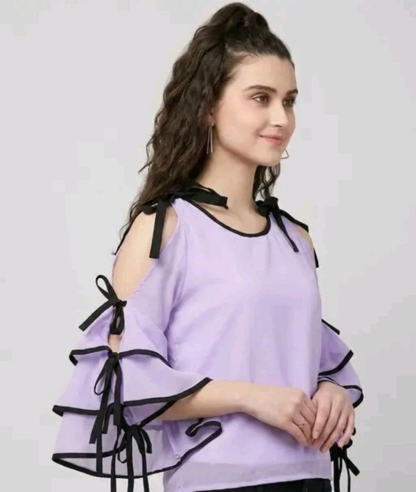 Women's top for Summer Georgette Dori Design in Cap Sleeve Casual Top for Women/Girls Top - L, Snuff