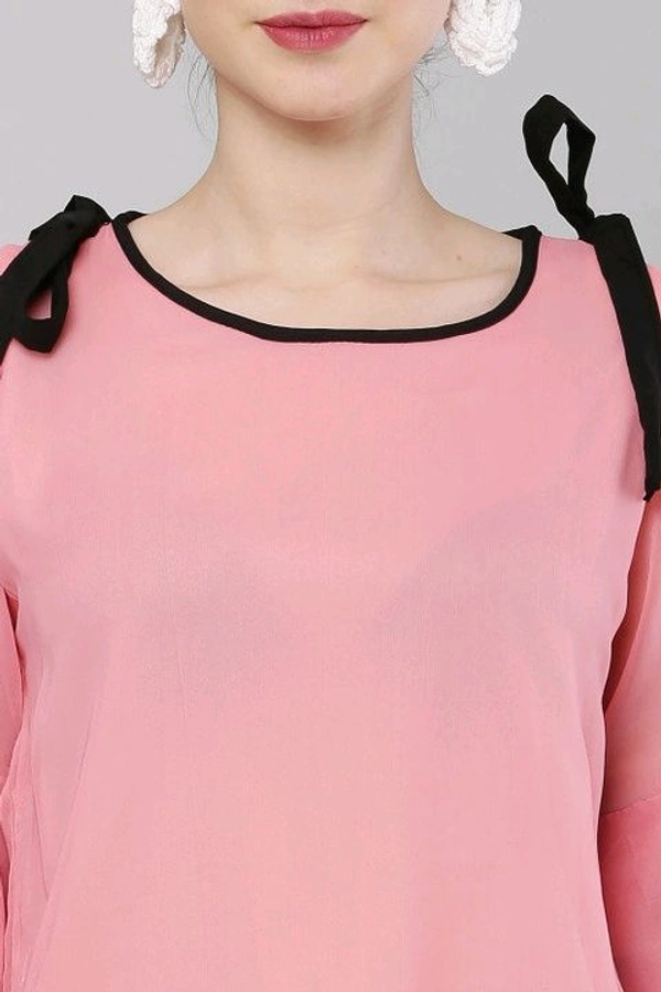 Women's top for Summer Georgette Dori Design in Cap Sleeve Casual Top for Women/Girls Top - S, Pink