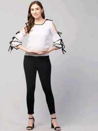 Women's top for Summer Georgette Dori Design in Cap Sleeve Casual Top for Women/Girls Top - XL, White
