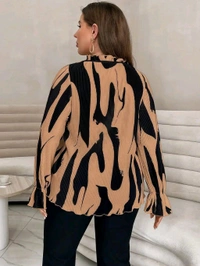 HouseOfCommon Casual Dolman Sleeve Printed Women White Top - L, Brown