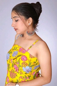 Floral Print Pure Cotton Straight Kurta for Women (Yellow - XS, Lemon