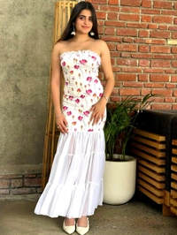 Beautiful Black Bodycon Maxi Dress for Women | Shoulder Strap Sheer Panel Evening Gown | Party & Cocktail Wear - XL, Ecru White