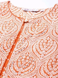Rain & Rainbow Printed Pure Cotton Straight Kurta for Women (Orange)
- L, Orange