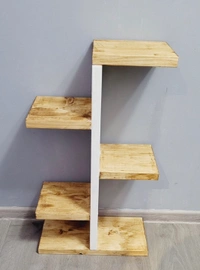 CRAFTISTA Wooden Multiple Tiered Corner Plants Rack | Indoor & Outdoor Plant Display Rack Holder | Shelving Unit for Patio, Garden, Balcony, Living Room (Cream_14cm x 15.2cm x 76.2cm)