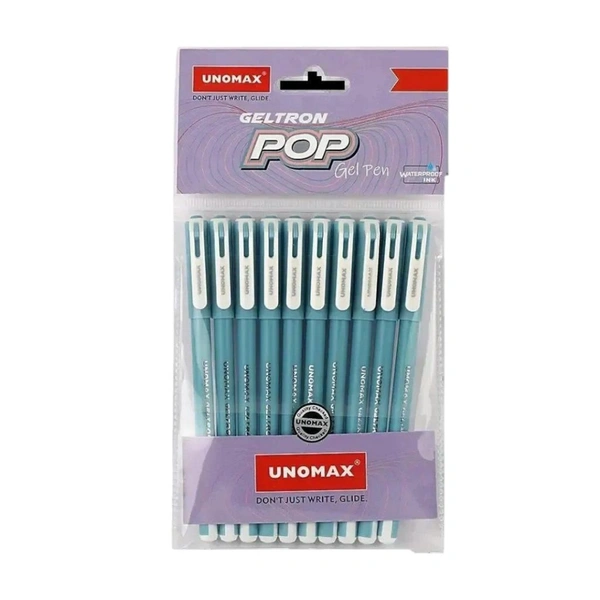 Unomax Geltron Pop Gel Pen Set Of 10 Pens - Blue