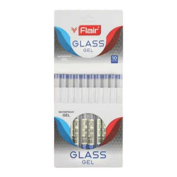Flair Glass Gel Pen (Pack Of 10) - Blue