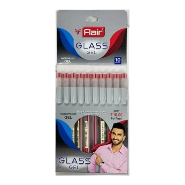 Flair Glass Gel Pen (Pack Of 10) - Red