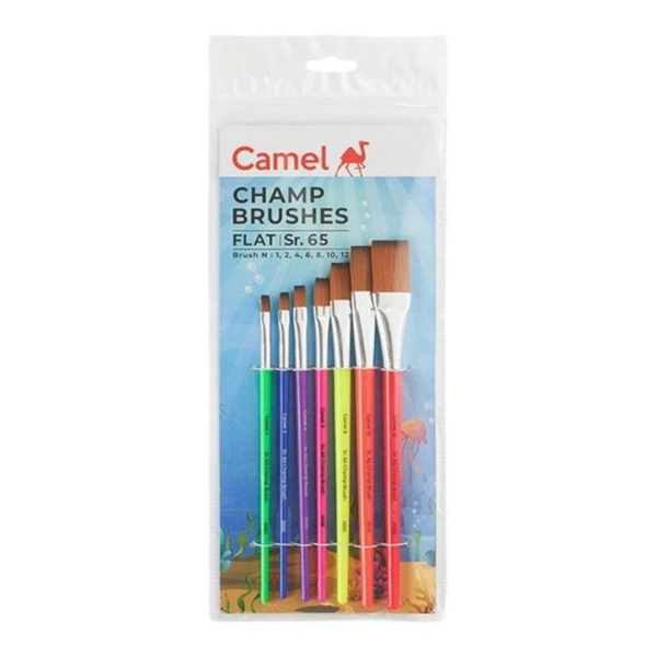 Camel Champ Brush Flat Set Of 7 (No.1/2/4/6/8/10/12)