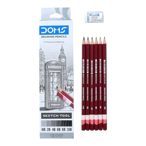 Doms Drawing Pencils 6 Shades ( HB/2B/4B/6B/8B/10B)