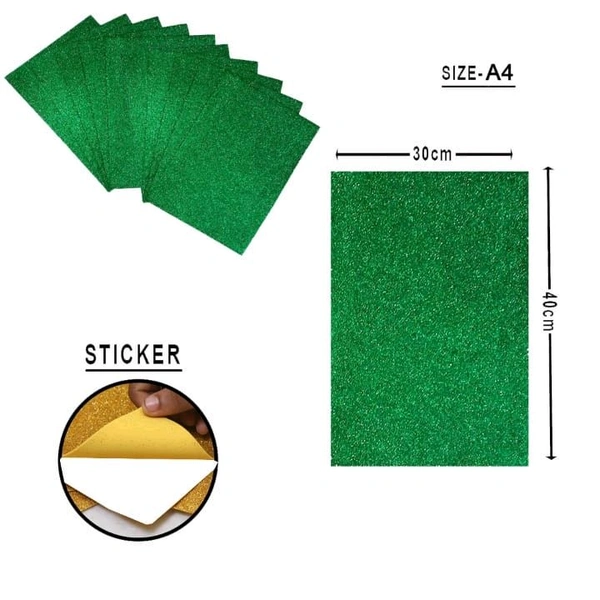 Glitter Foam Sheet A4 With Sticker Dark Green