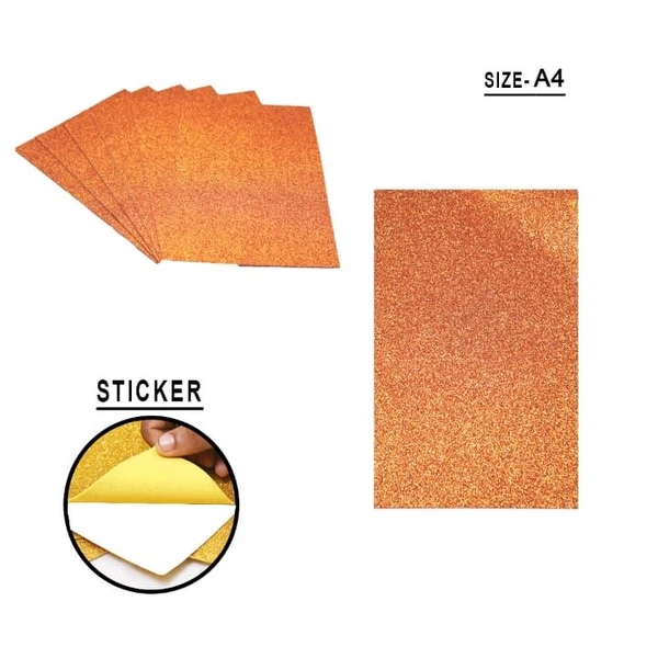 Glitter Foam Sheet A4 With Sticker Orange