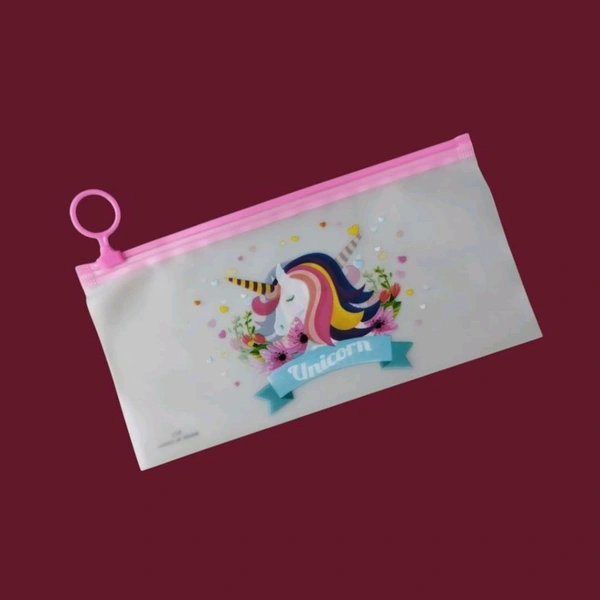 PVC Plastic Cartoon Zipper Pouch Unicorn 21 cm X 11 cm