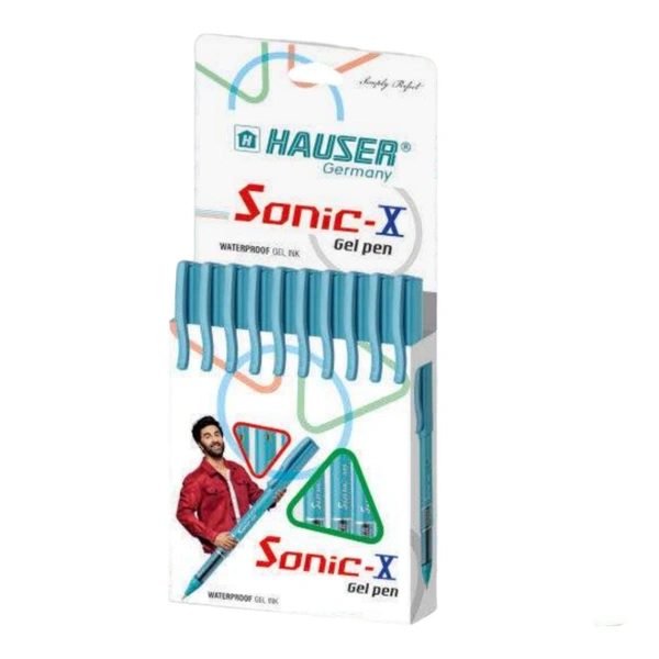 Hauser Sonic-X Gel Pen Set Of 10 Pens - Blue