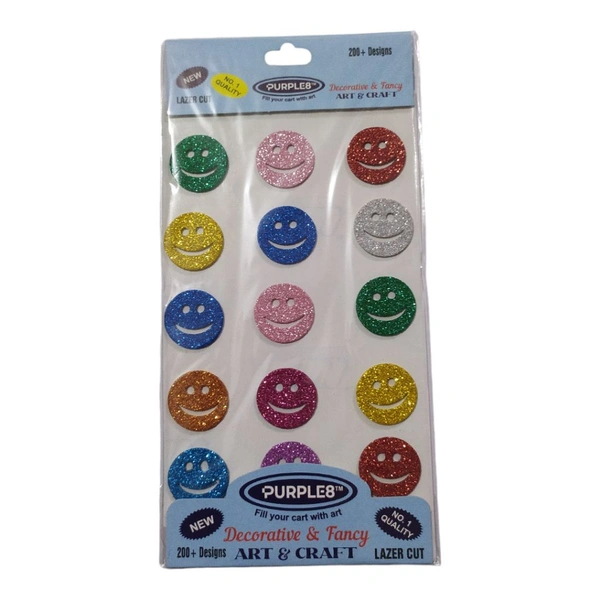 Glitter Foam Sticker Smiley Multicolour 