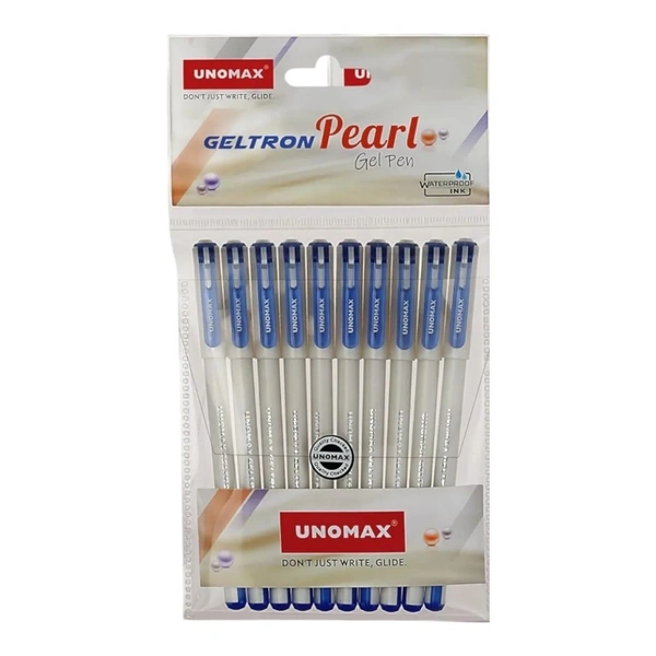 Unomax Pearl Gel Pen Set Of 10  - Blue