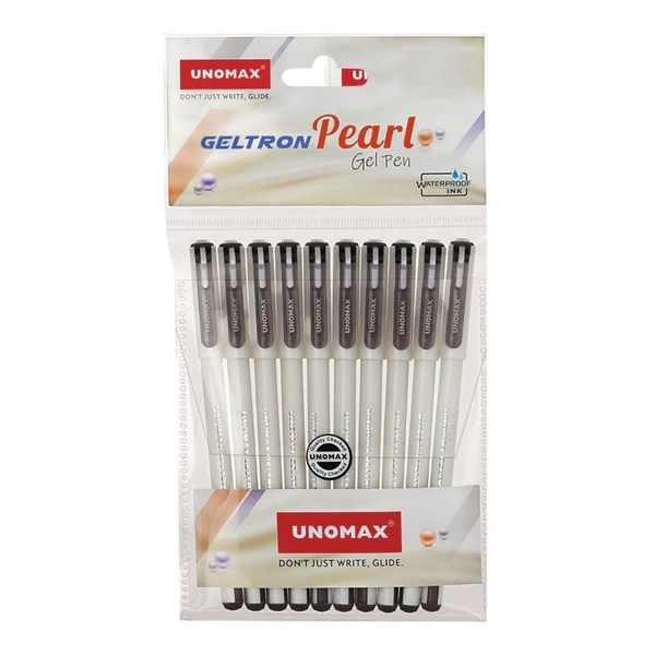 Unomax Pearl Gel Pen Set Of 10  - Black
