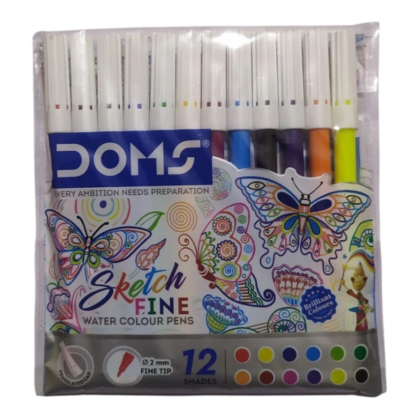 Doms Sketch Fine Water Colour Pen 12 Shade