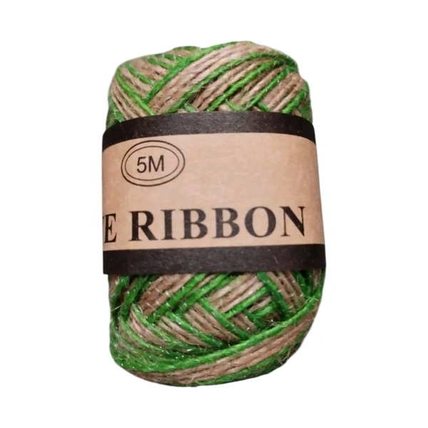 Jute Ribbon For Craft With Green Border| 5 Meter Length