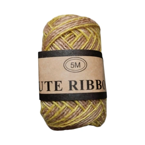 Jute Ribbon For Craft With Yellow Border| 5 Meter Length