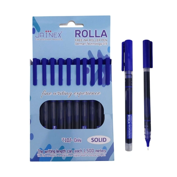 Jainex Rolla Free Ink Roller Pen 0.5 mm Set Of 10 Pens