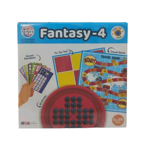Ratna's Fantasy 4 In 1 Game (Brainvita, Travel Game, Tic Tac Toe, Secret Numbers)