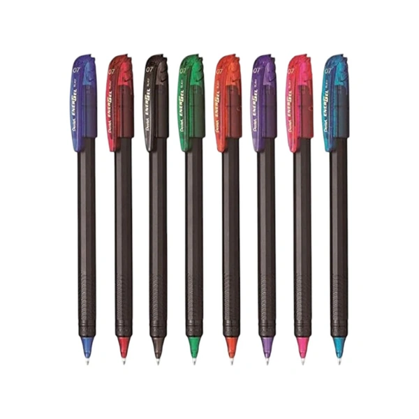 Pentel Energel Roller Pen 0.7 mm Set Of 8 Pens ( Blue/ Black/ Red/ Green/Pink/ Orange/violet/T. Blue)