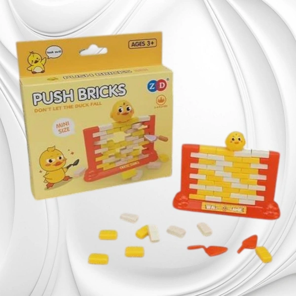 Push Bricks Wall Game For Kids. 2-4 Player Game. Dont Let The Duck Fall.
