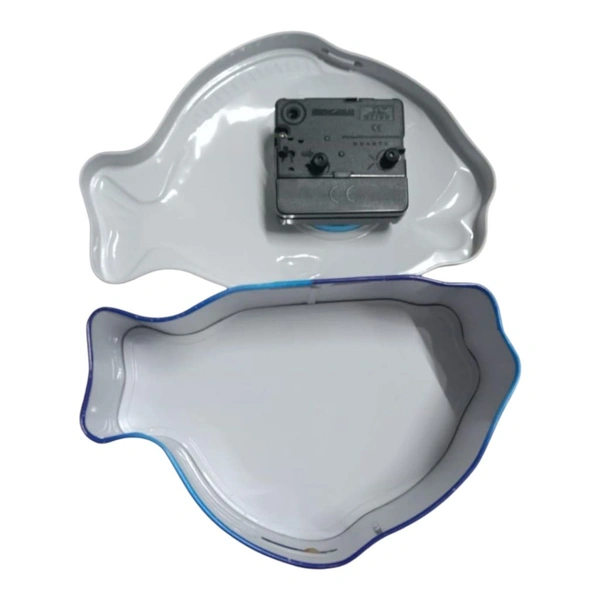 2 In 1 Metal Coin Box-Table Alarm Clock With Piggy Bank With Key & Lock - Blue