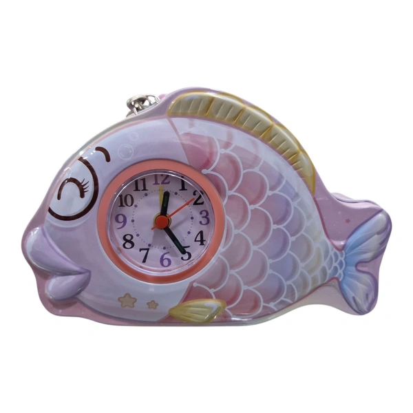 2 In 1 Metal Coin Box-Table Alarm Clock With Piggy Bank With Key & Lock - Pink Lace