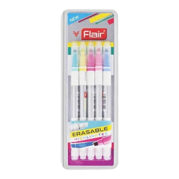 Flair Erasable Highliter Set Of 5 Bright Fluorescent Colours