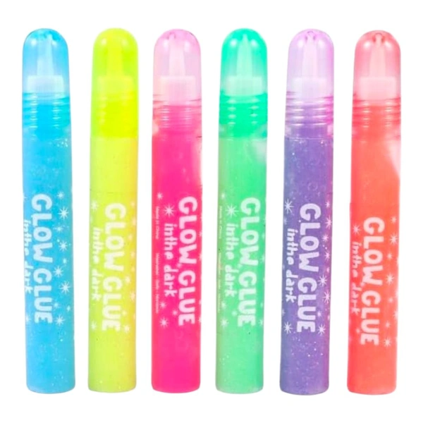 Glow in the Dark Glitter Water Glue 6 Shade X 10Ml Each – Fast-Drying, Water-Based Glitter Glue for Kids