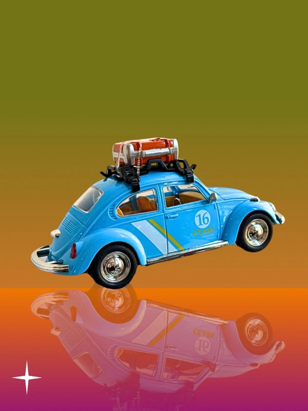 Vintage Volkswagon Beetle Diecast Car With Surfboard
