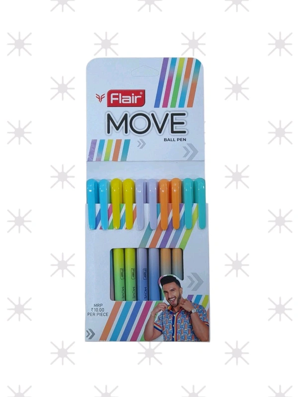Flair Move Ball Pen Blue Colour (Pack Of 10) 