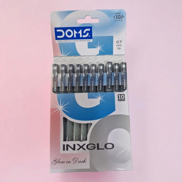 Doms DOMS INXGLO Glow Ball Pen 10 Pcs - Black