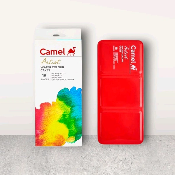 Camel Artist Water Colour Cake 18 Shades with Synthetic Hair Brush