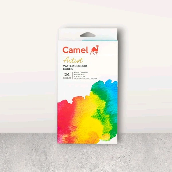 Camel Artist Water Colour Cake 24 Shades with Synthetic Hair Brush