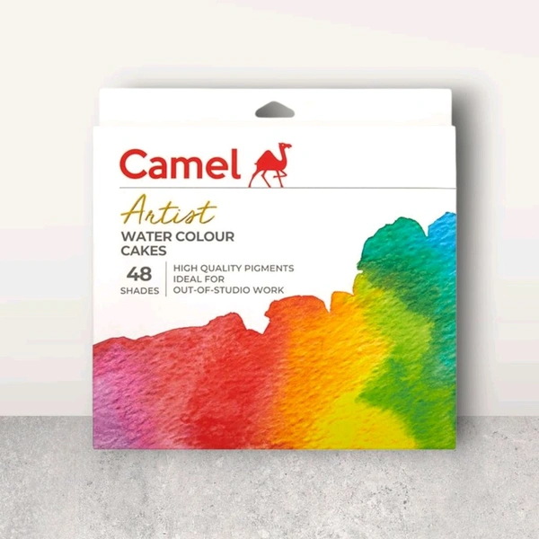 Camel Artist Water Colour Cake 48 Shades with Synthetic Hair Brush