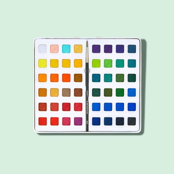 Camel Artist Water Colour Cake 48 Shades with Synthetic Hair Brush