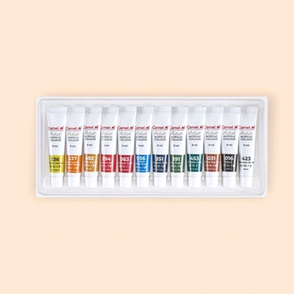 Camel Artist Acrylic Colour Tube 12 Shade - 9 ml Each