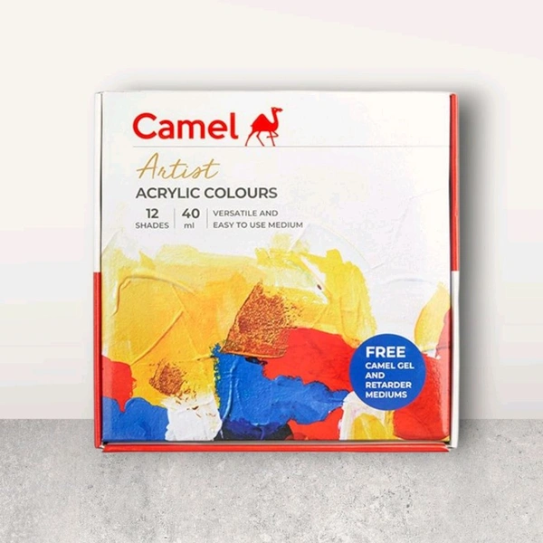 Camel Artist Acrylic Colour Tube 12 Shade - 40 ml Each