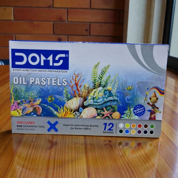 Doms Oil Pastels 12 Shades Include One Scraping Tool