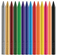 Doms Plastic Crayons Round Tin 14 Shades Include Gold & Silver Shades and 1 Eraser